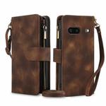 For Google Pixel 7 Dream 9-Card Zipper Wallet RFID Leather Phone Case with Lanyard(Brown)