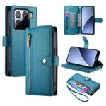 For Xiaomi 15 Nine Card-slot Zipper Wallet Bag Leather Phone Case(Blue)