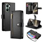 For Xiaomi Poco X7 Pro / Redmi Turbo 4 Nine Card-slot Zipper Wallet Bag Leather Phone Case(Black)