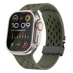 For Apple Watch 46mm / 49mm / 45mm / 44mm Mesh Silicone Buckle Watch Band(Army Green)