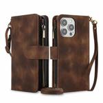 For iPhone 12 Pro Max Dream 9-Card Zipper Wallet RFID Leather Phone Case with Lanyard(Brown)