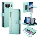 For OnePlus Nord 4 5G Nine Card-slot Zipper Wallet Bag Leather Phone Case(Mint Green)