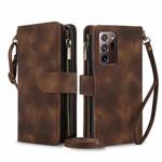 For Samsung Galaxy S20 FE Dream 9-Card Zipper Wallet RFID Leather Phone Case with Lanyard(Brown)