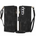 For Samsung Galaxy S22 5G Dream 9-Card Zipper Wallet RFID Leather Phone Case with Lanyard(Black)