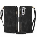 For Samsung Galaxy S22+ 5G Dream 9-Card Zipper Wallet RFID Leather Phone Case with Lanyard(Black)