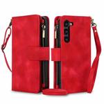 For Samsung Galaxy S23+ 5G Dream 9-Card Zipper Wallet RFID Leather Phone Case with Lanyard(Red)