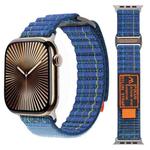 For Apple Watch 42mm / 41mm / 40mm / 38mm Dual-section Sports Nylon Loop Watch Band(Dark Blue)