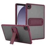 For Samsung Galaxy Tab A9 Skin Feel Holder PC Hybrid TPU Tablet Case(Wine Red)