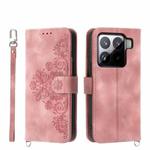 For Xiaomi 15 Pro Skin Feel Flowers Embossed Wallet Leather Phone Case(Pink)