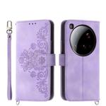 For Xiaomi 15 Ultra Skin Feel Flowers Embossed Wallet Leather Phone Case(Purple)