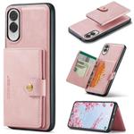 For Samsung Galaxy S25 Edge 5G JEEHOOD J01 Retro Magnetic Detachable Wallet Phone Case(Pink)