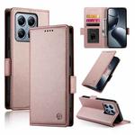 For Xiaomi 14T Pro Side Buckle Magnetic Frosted Leather Phone Case(Rose Gold)