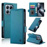 For Xiaomi 14T Pro Side Buckle Magnetic Frosted Leather Phone Case(Blue)