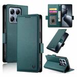 For Xiaomi 14T Pro Side Buckle Magnetic Frosted Leather Phone Case(Dark Green)