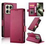 For Xiaomi 14T Side Buckle Magnetic Frosted Leather Phone Case(Wine Red)