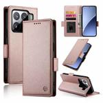 For Xiaomi 15 Side Buckle Magnetic Frosted Leather Phone Case(Rose Gold)
