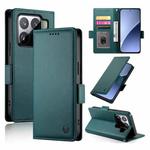 For Xiaomi 15 Side Buckle Magnetic Frosted Leather Phone Case(Dark Green)