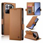 For Xiaomi 15 Side Buckle Magnetic Frosted Leather Phone Case(Brown)