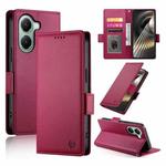 For Xiaomi Poco X7 Pro / Redmi Turbo 4 Side Buckle Magnetic Frosted Leather Phone Case(Wine Red)