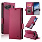 For OnePlus Nord 4 5G Side Buckle Magnetic Frosted Leather Phone Case(Wine Red)