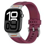 For Apple Watch 42mm / 41mm / 40mm / 38mm Trailblazer Woven Texture Silicone Watch Band(Wine Red)