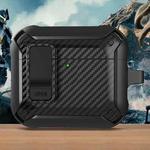 For AirPods 4 Bumblebee Carbon Fiber Shockproof Protective Case with Switch(Black)