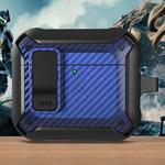 For AirPods 4 Bumblebee Carbon Fiber Shockproof Protective Case with Switch(Blue)