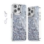 For iPhone 16 Pro Max Epoxy Glitter MagSafe Magnetic TPU Phone Case(White)