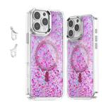 For iPhone 16 Pro Max Epoxy Glitter MagSafe Magnetic TPU Phone Case(Plum Red)