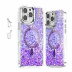 For iPhone 16 Pro Max Epoxy Glitter MagSafe Magnetic TPU Phone Case(Purple)