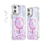 For iPhone 16 Plus Epoxy Glitter MagSafe Magnetic TPU Phone Case(Pink)