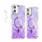 For iPhone 16 Plus Epoxy Glitter MagSafe Magnetic TPU Phone Case(Purple)