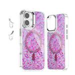 For iPhone 16 Epoxy Glitter MagSafe Magnetic TPU Phone Case(Plum Red)