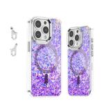 For iPhone 15 Pro Max Epoxy Glitter MagSafe Magnetic TPU Phone Case(Purple)