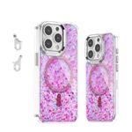 For iPhone 15 Pro Epoxy Glitter MagSafe Magnetic TPU Phone Case(Plum Red)