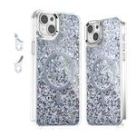 For iPhone 15 Plus Epoxy Glitter MagSafe Magnetic TPU Phone Case(White)