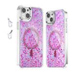 For iPhone 15 Plus Epoxy Glitter MagSafe Magnetic TPU Phone Case(Plum Red)