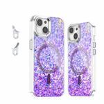 For iPhone 15 Epoxy Glitter MagSafe Magnetic TPU Phone Case(Purple)