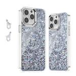 For iPhone 14 Pro Max Epoxy Glitter MagSafe Magnetic TPU Phone Case(White)