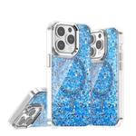 For iPhone 14 Pro Epoxy Glitter MagSafe Magnetic TPU Phone Case(Blue)