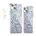 For iPhone 14 Plus Epoxy Glitter MagSafe Magnetic TPU Phone Case(White)