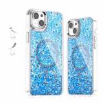 For iPhone 14 Plus Epoxy Glitter MagSafe Magnetic TPU Phone Case(Blue)