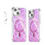 For iPhone 14 / 13 Epoxy Glitter MagSafe Magnetic TPU Phone Case(Plum Red)