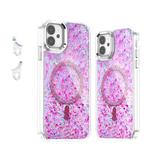 For iPhone 11 Epoxy Glitter MagSafe Magnetic TPU Phone Case(Plum Red)
