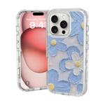 For iPhone 16 Pro Max Small Fresh Sticker PC + TPU Shockproof Phone Case(Blue Flower)