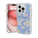 For iPhone 16 Pro Small Fresh Sticker PC + TPU Shockproof Phone Case(Blue Flower)