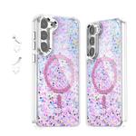 For Samsung Galaxy S23+ 5G Epoxy Glitter MagSafe Magnetic TPU Phone Case(Pink)