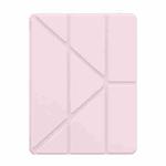 For iPad Pro 13 2024 Baseus Minimalist Series Y-shaped Tri-fold Leather Tablet Case(Pink)