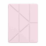 For iPad Pro 11 2024 Baseus Minimalist Series Y-shaped Tri-fold Leather Tablet Case(Pink)