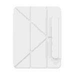 For iPad Pro 13 2024 Baseus Minimalist Series Y-shaped Tri-fold Magnetic Leather Tablet Case(White)